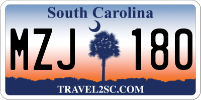 SC license plate MZJ180