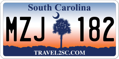 SC license plate MZJ182