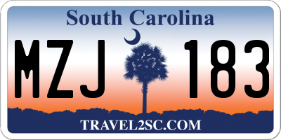SC license plate MZJ183