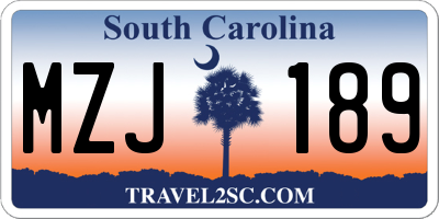 SC license plate MZJ189