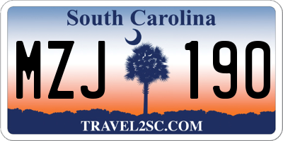 SC license plate MZJ190