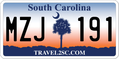 SC license plate MZJ191