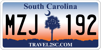 SC license plate MZJ192
