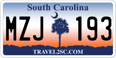 SC license plate MZJ193