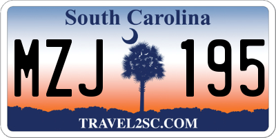 SC license plate MZJ195