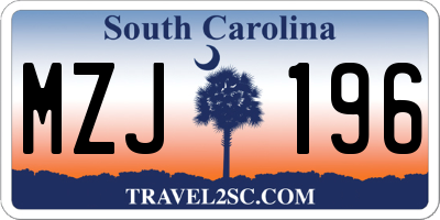 SC license plate MZJ196