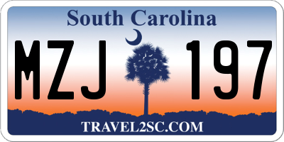 SC license plate MZJ197