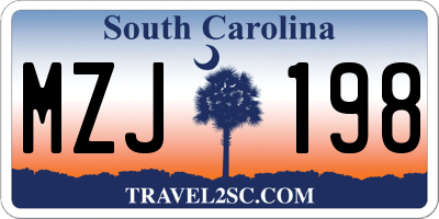 SC license plate MZJ198