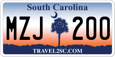 SC license plate MZJ200