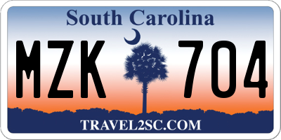 SC license plate MZK704