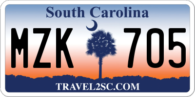 SC license plate MZK705