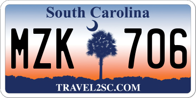 SC license plate MZK706