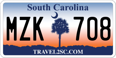 SC license plate MZK708