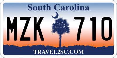 SC license plate MZK710