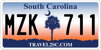 SC license plate MZK711