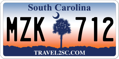 SC license plate MZK712