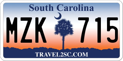 SC license plate MZK715