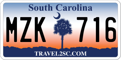 SC license plate MZK716