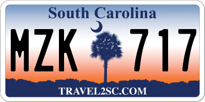 SC license plate MZK717