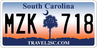 SC license plate MZK718
