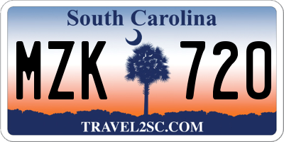 SC license plate MZK720