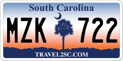 SC license plate MZK722