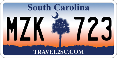 SC license plate MZK723