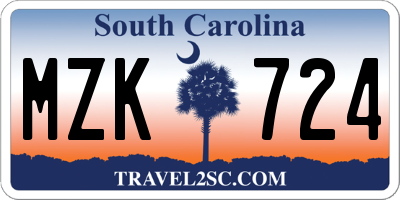 SC license plate MZK724