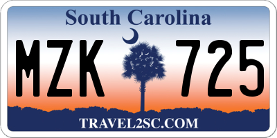 SC license plate MZK725
