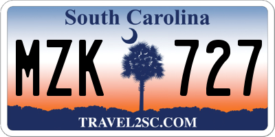 SC license plate MZK727