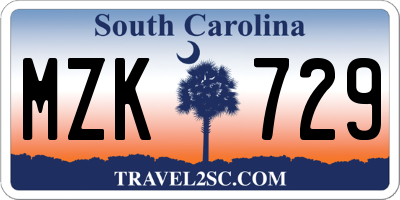 SC license plate MZK729