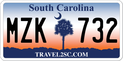 SC license plate MZK732