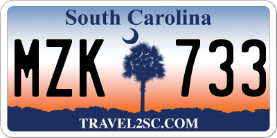 SC license plate MZK733