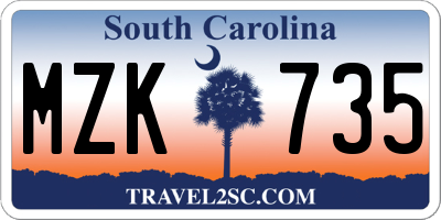 SC license plate MZK735