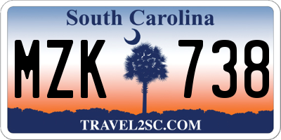SC license plate MZK738
