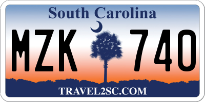 SC license plate MZK740