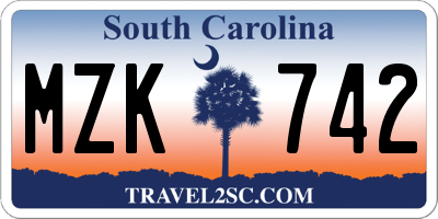 SC license plate MZK742