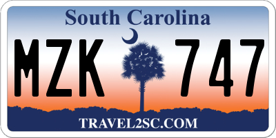 SC license plate MZK747