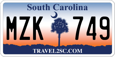 SC license plate MZK749