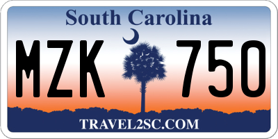 SC license plate MZK750