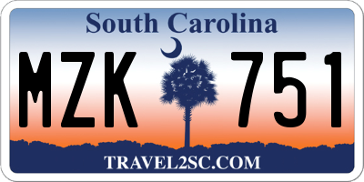 SC license plate MZK751
