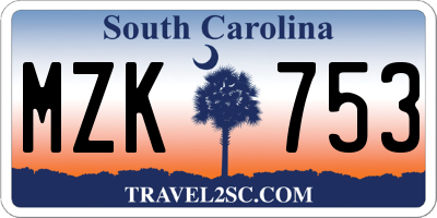 SC license plate MZK753