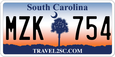 SC license plate MZK754