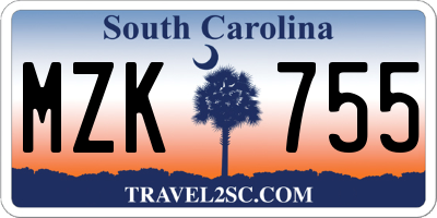SC license plate MZK755