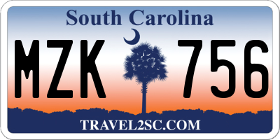 SC license plate MZK756
