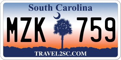 SC license plate MZK759