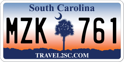 SC license plate MZK761
