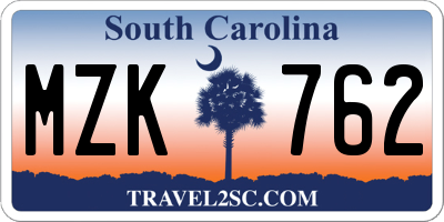 SC license plate MZK762
