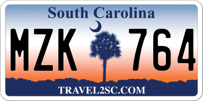 SC license plate MZK764