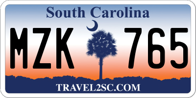 SC license plate MZK765
